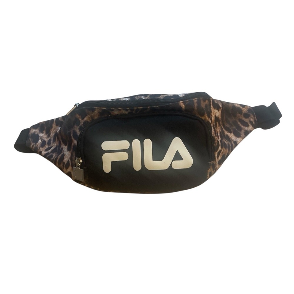 FILA Spell Out Logo Travel Waist Fanny Pack‎ Animal Print Zippered Pockets